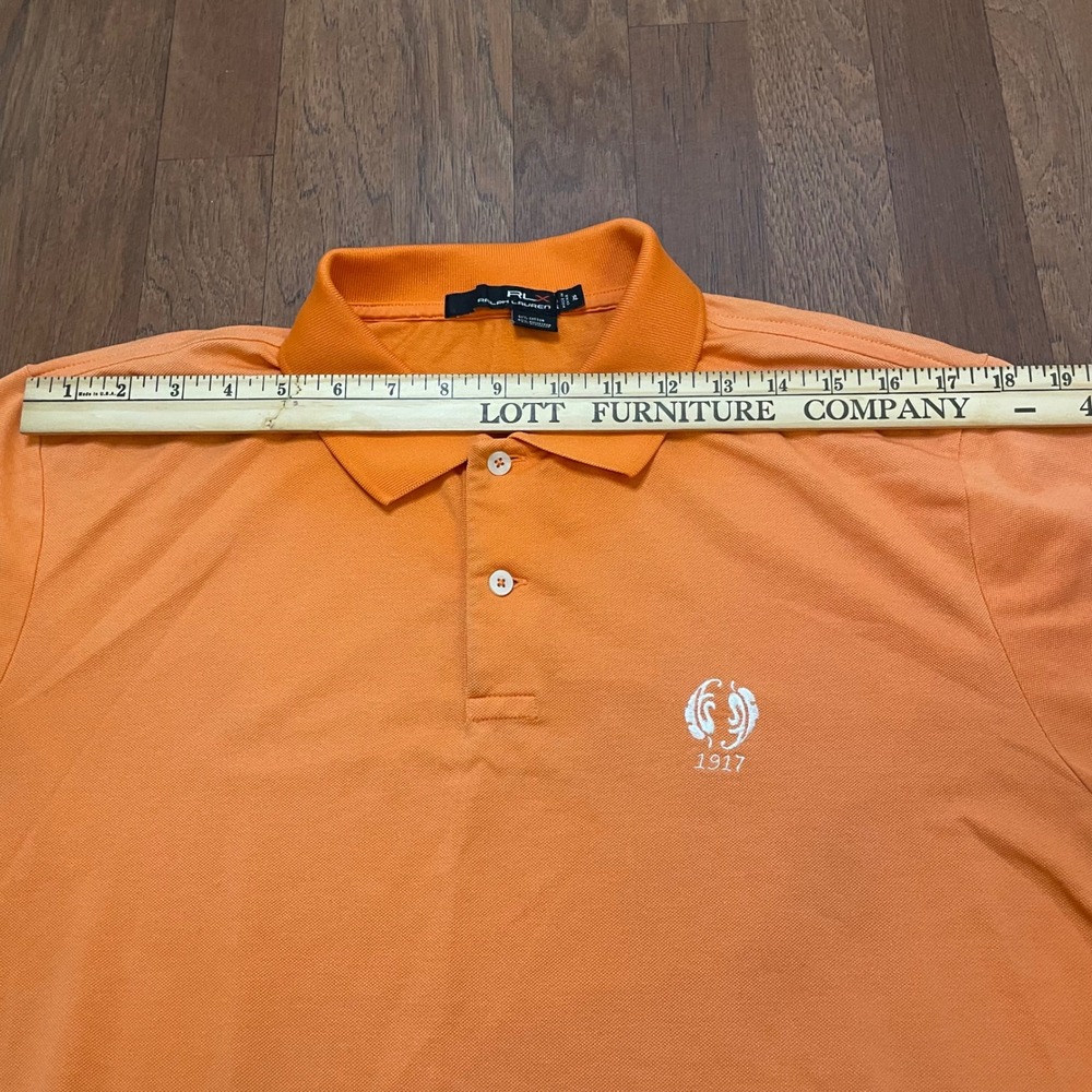 RLX Ralph Lauren Mens Orange Performance Pique Polo Shirt XL 1917 Crest Logo - Picture 5 of 7